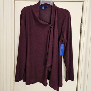 Apt 9 Sweater Wrap Button Closure Size PL Burgundy/ Wine New W/ Tags